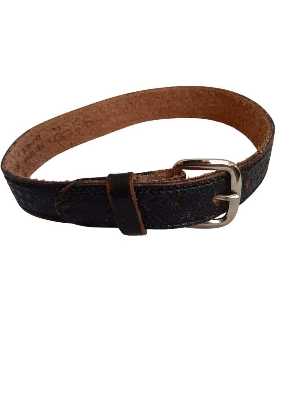 Vintage Leather Cowboy Belt Girl Boys 20" Black Embossed Eagles 1980's